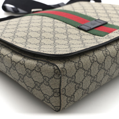 GG Supreme Monogram Web Flap Messenger Bag Black
