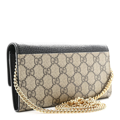 Dollar Calfskin GG Supreme Monogram Petite GG Marmont Wallet Chain Bag Black Beige Ebony
