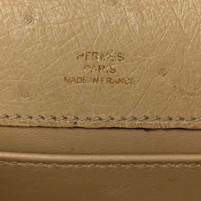 Ostrich Kelly Pochette Clutch Parchemin