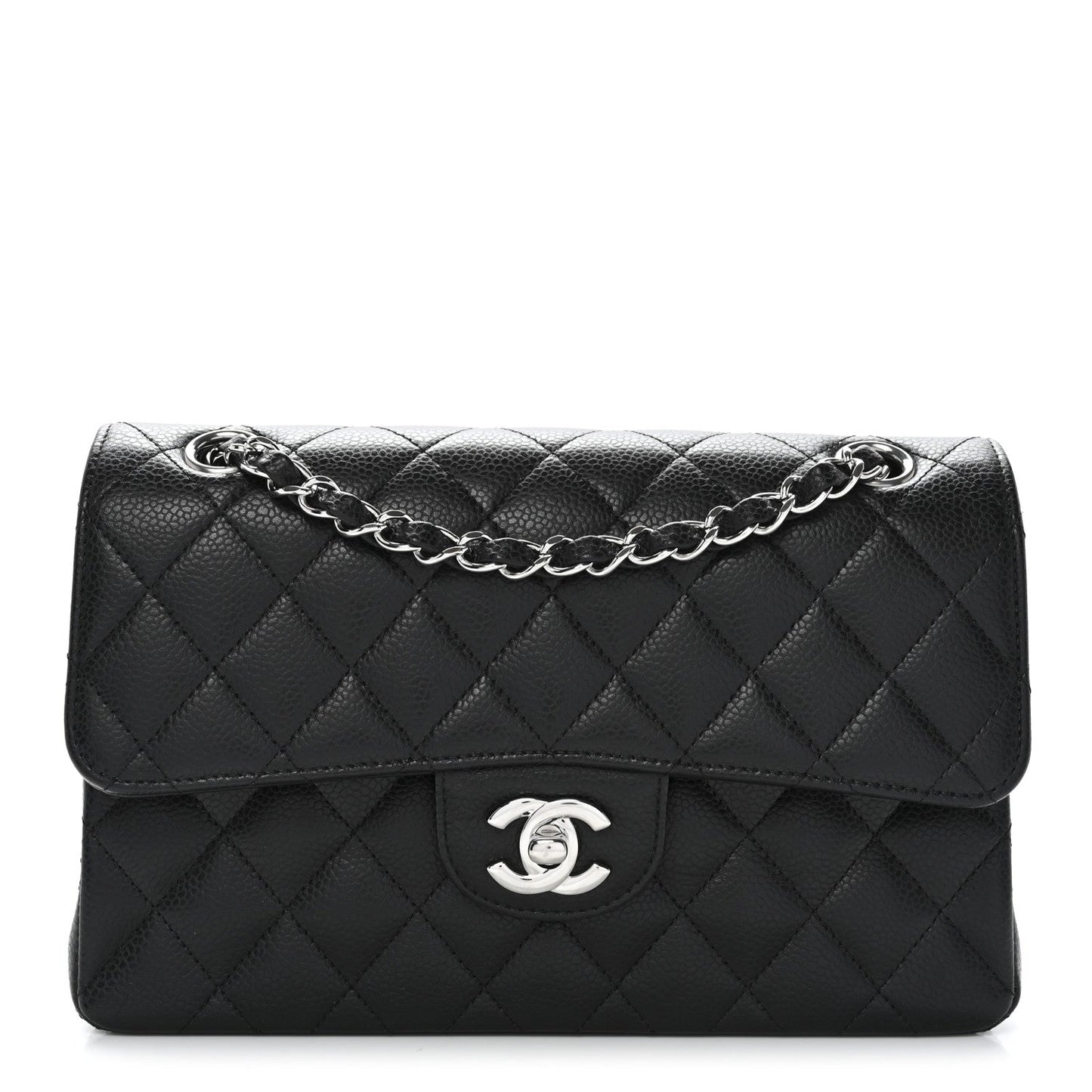 Caviar Quilted Small Double Flap Black