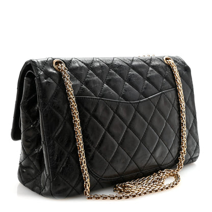 Aged Calfskin Quilted 2.55 Reissue 227 Flap Black