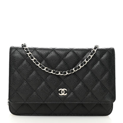 Caviar Quilted Wallet on Chain WOC Black