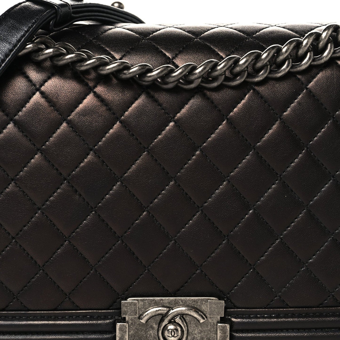 Lambskin Quilted New Medium Boy Flap Black