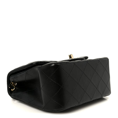 Lambskin Quilted Mini Square Flap Black