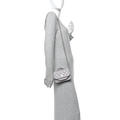 Caviar Quilted Mini Business Affinity Flap Grey