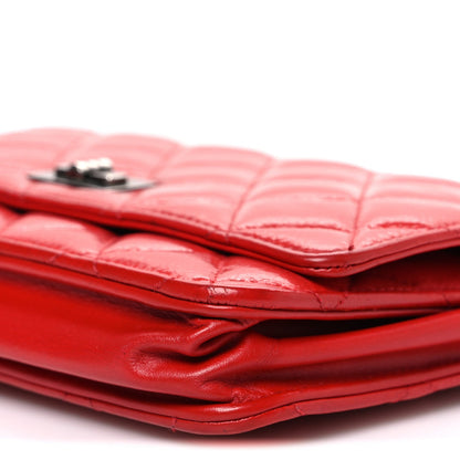 Glazed Calfskin Quilted Reissue Wallet On Chain WOC Red