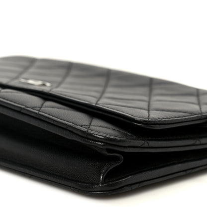 Lambskin Quilted Wallet On Chain WOC Black