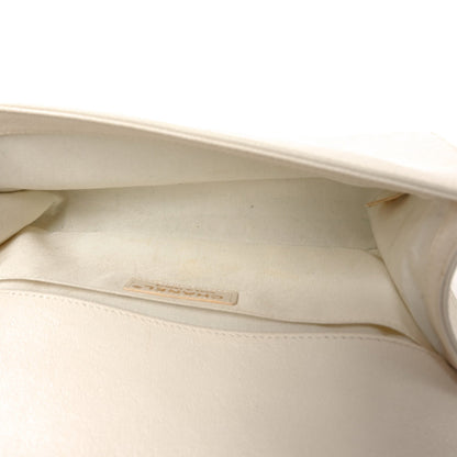 Caviar Quilted Medium Boy Flap White