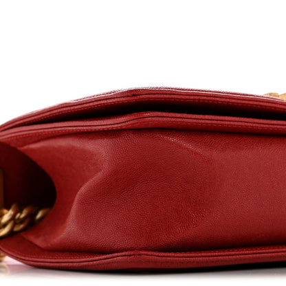 Lambskin Quilted Medium Boy Flap Red