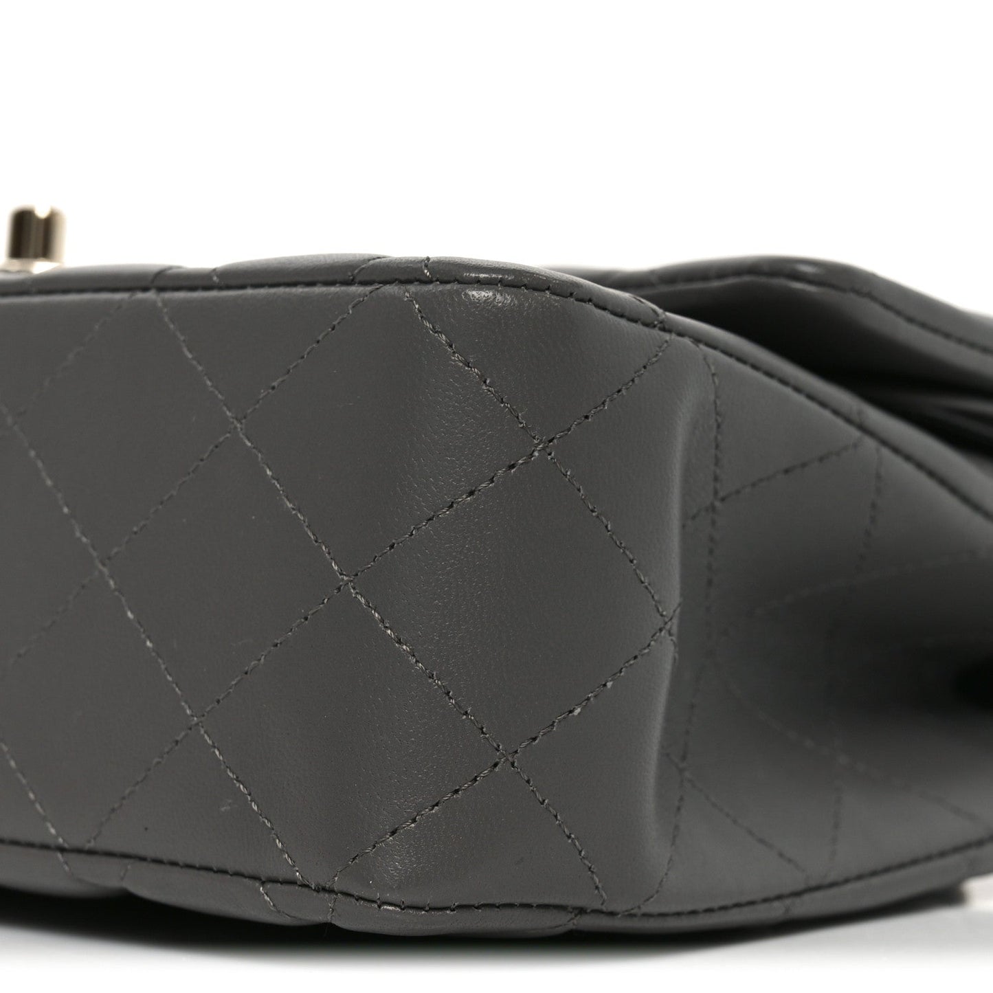 Lambskin Quilted Medium Double Flap Grey