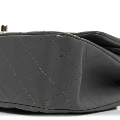 Lambskin Quilted Medium Double Flap Grey