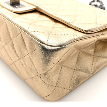 Metallic Aged Calfskin Quilted 2.55 Reissue 227 Flap Pale Gold