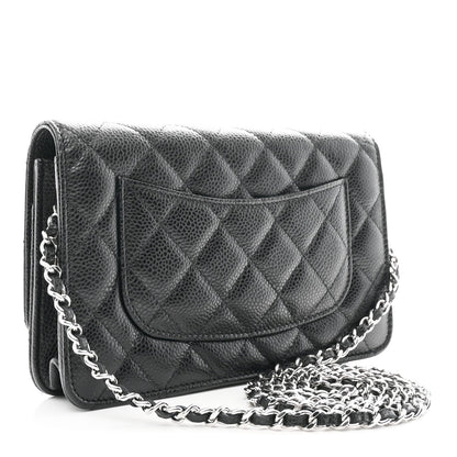 Caviar Quilted Wallet on Chain WOC Black