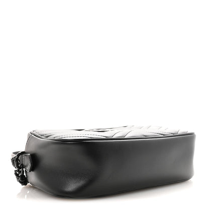 Calfskin Matelasse Monochrome Small GG Marmont Chain Shoulder Bag Black