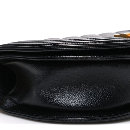 Caviar Quilted Small Boy Messenger Bag Black