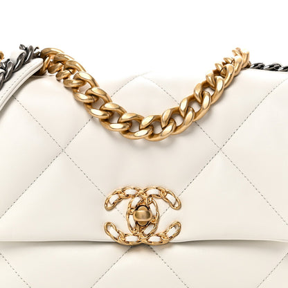 Goatskin Quilted Medium Chanel 19 Flap White