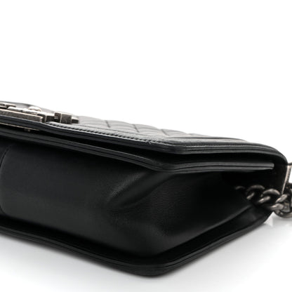 Lambskin Quilted Medium Boy Flap Black