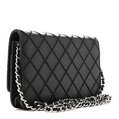 Calfskin Whipstitch Wallet On Chain WOC Black