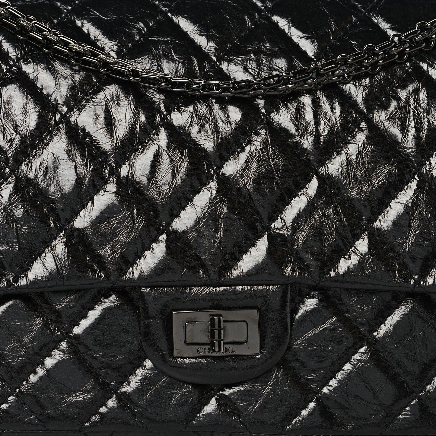 Glazed Calfskin Quilted 2.55 Reissue 226 Flap So Black