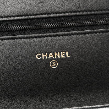 Lambskin Quilted Boy Wallet On Chain WOC Black