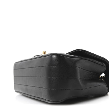Lambskin Chevron Quilted Mini Rectangular Flap Black