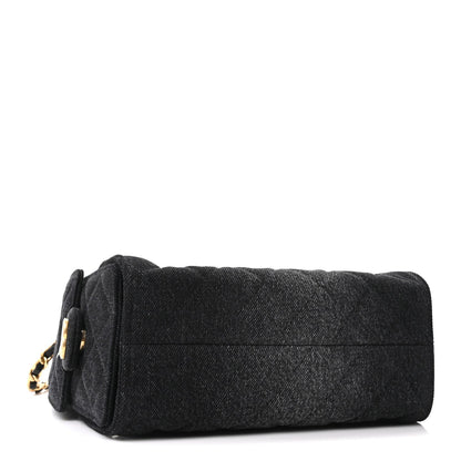 Washed Denim Quilted Mini Chanel 25 Handbag Black