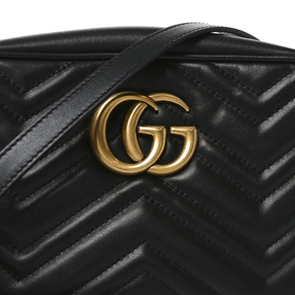 Calfskin Matelasse Small GG Marmont Chain Shoulder Bag Black