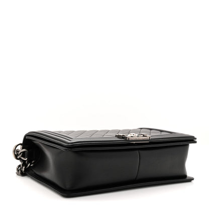 Lambskin Quilted New Medium Boy Flap Black