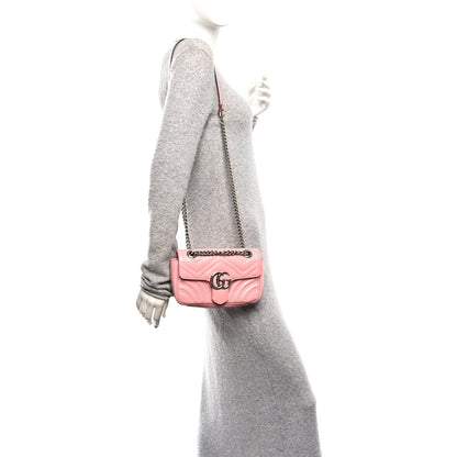 Calfskin Matelasse Mini GG Marmont Shoulder Bag  Wild Rose