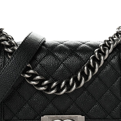 Caviar Quilted Small Boy Flap Black