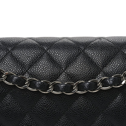 Caviar Quilted Jumbo Double Flap Black