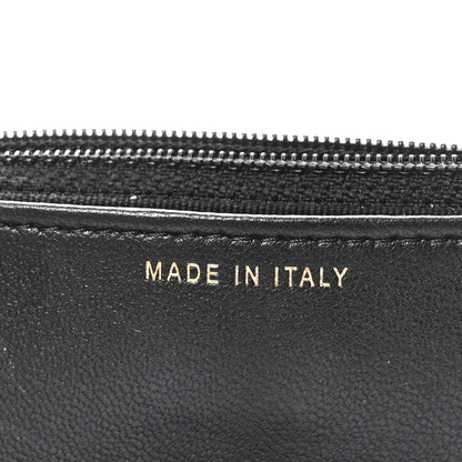 Lambskin Quilted Pearl Wallet On Chain WOC Black