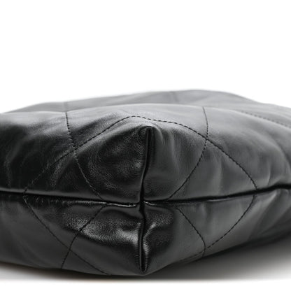 Shiny Calfskin Quilted Small Chanel 22 Black