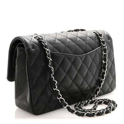 Caviar Quilted Medium Double Flap Black