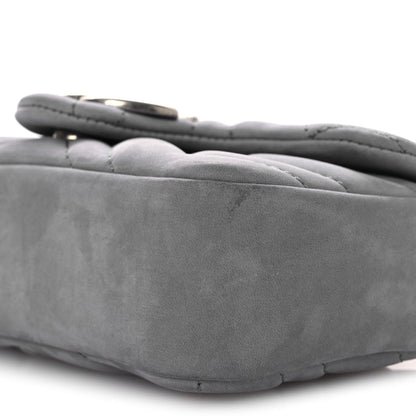 Nubuck Matelasse Mini GG Marmont Shoulder Bag Grey