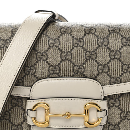 GG Supreme Monogram Horsebit 1955 Shoulder Bag Beige Mystic White