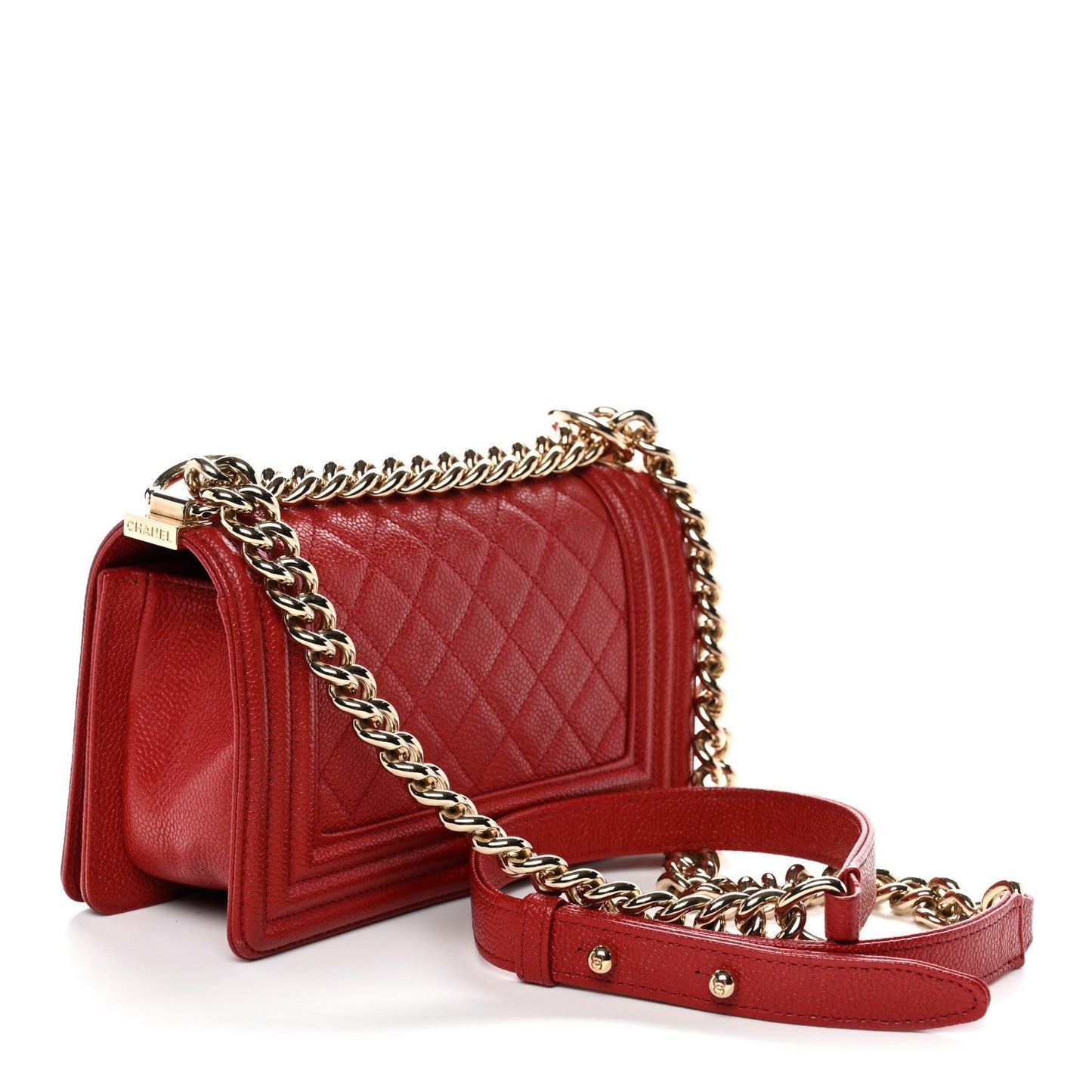 Caviar Quilted Small Boy Flap Red