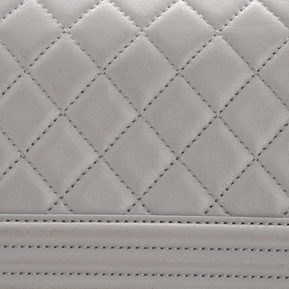 Lambskin Quilted Small Boy Flap Grey