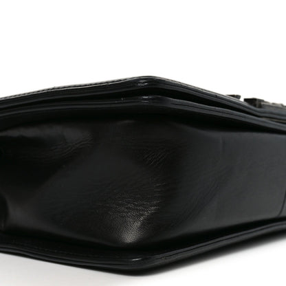 Calfskin Pleated Medium Boy Flap Black