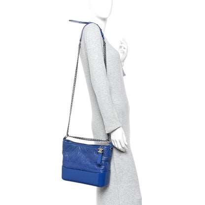 Aged Calfskin Quilted Medium Gabrielle Hobo Blue