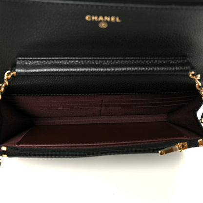 Caviar Quilted Wallet on Chain WOC Black