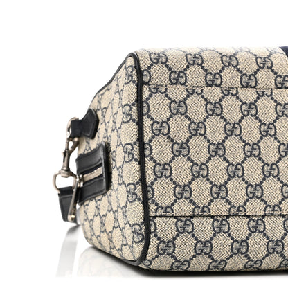 GG Supreme Monogram Web Medium Ophidia Top Handle Bag Beige Blue