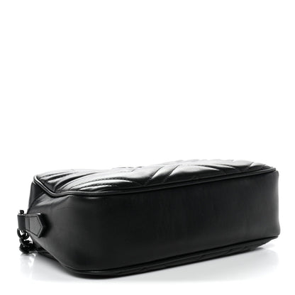 Calfskin Matelasse Monochrome Small GG Marmont Chain Shoulder Bag Black