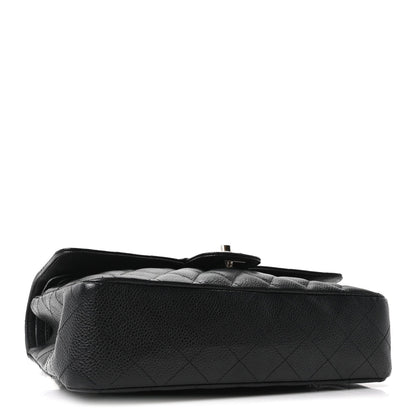 Caviar Quilted Medium Double Flap Black
