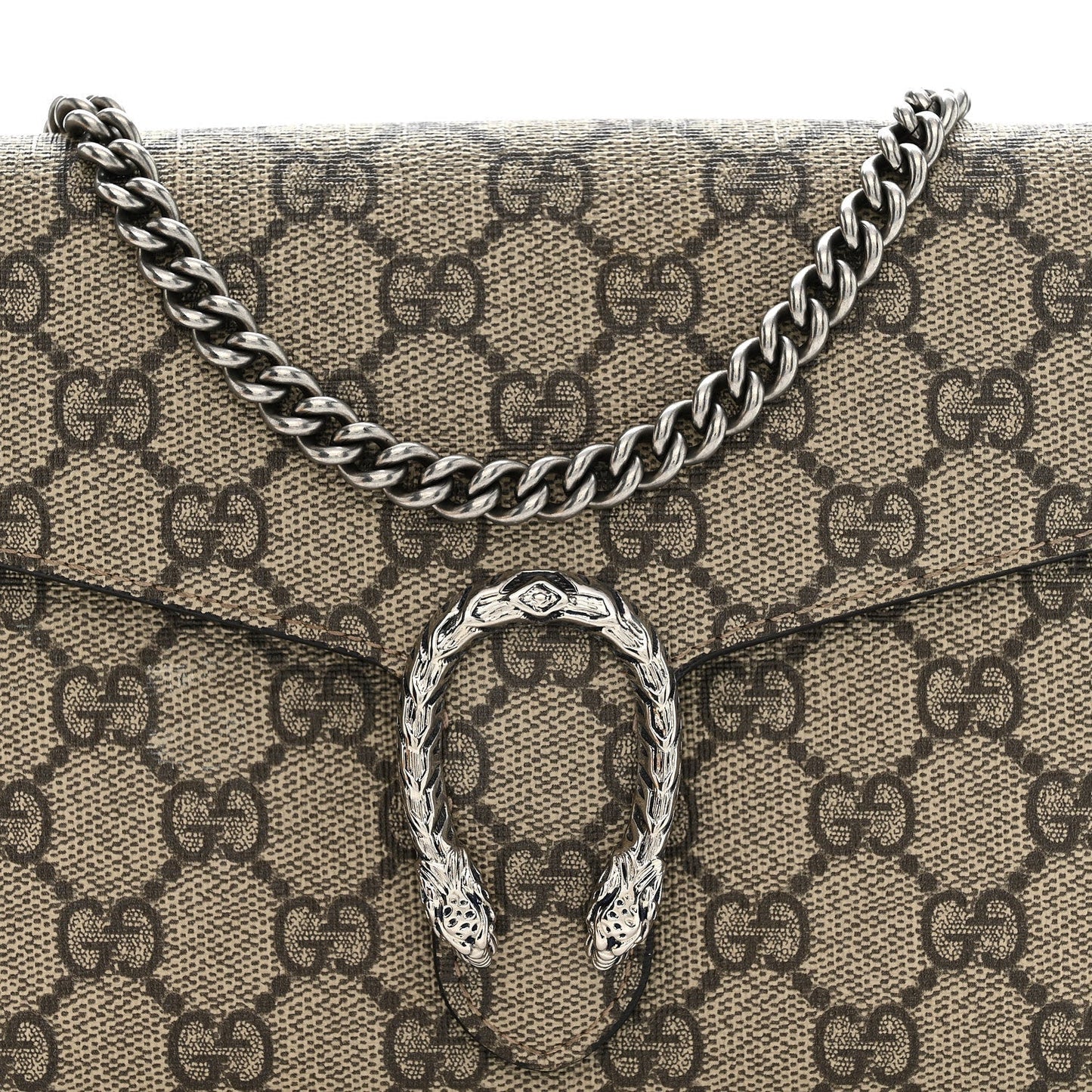 GG Supreme Monogram Mini Dionysus Chain Wallet Beige Taupe