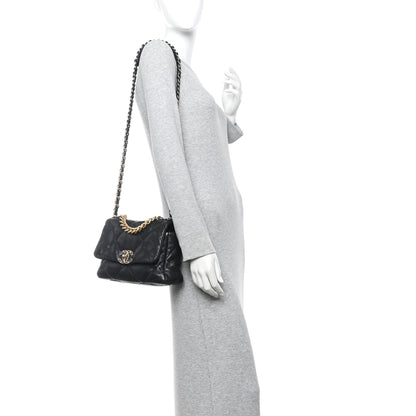 Lambskin Quilted Medium Chanel 19 Flap Black