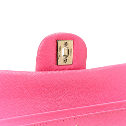 Caviar Quilted Medium Double Flap Pink