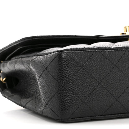 Caviar Quilted Small Double Flap Black