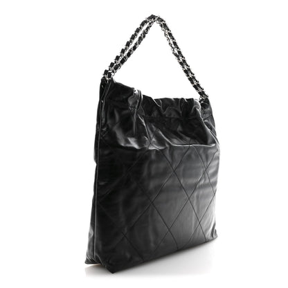 Shiny Calfskin Quilted Chanel 22 Black
