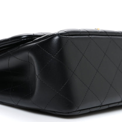 Lambskin Quilted Jumbo Double Flap Black